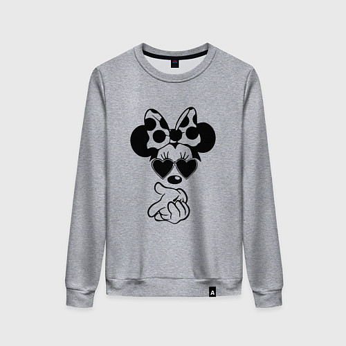 Женский свитшот Минни в очках - для пары / Меланж – фото 1