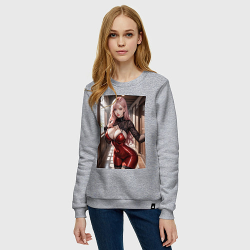 Женский свитшот Девушка в коридоре / Меланж – фото 3