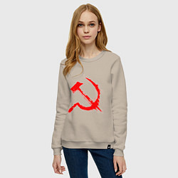 Свитшот хлопковый женский Sickle and hammer red paint, цвет: миндальный — фото 2