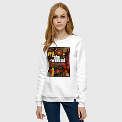 Свитшот хлопковый женский The weeknd постер гта, цвет: белый — фото 2