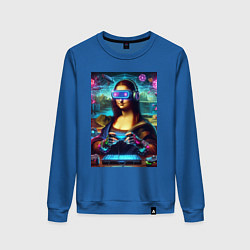 Женский свитшот Mona Lisa is an avid gamer - cyberpunk
