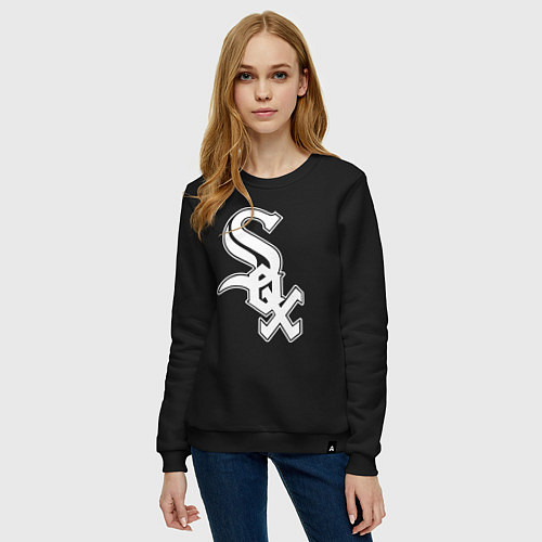 Женский свитшот Chicago white sox - baseball / Черный – фото 3