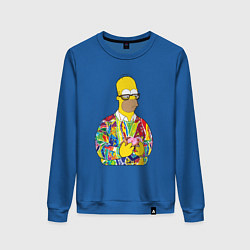 Свитшот хлопковый женский Красочный Гомер, цвет: синий