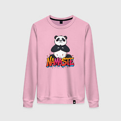 Свитшот хлопковый женский Панда на намасте, цвет: светло-розовый
