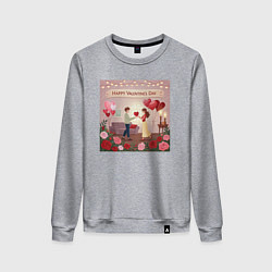 Свитшот хлопковый женский Валентинин день, цвет: меланж