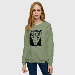 Свитшот хлопковый женский Обаюнда жест, цвет: авокадо — фото 2