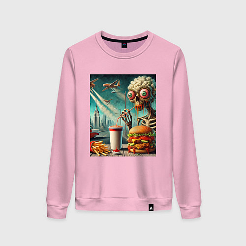 Женский свитшот The negative effects of eating fast food / Светло-розовый – фото 1