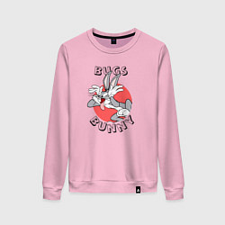 Свитшот хлопковый женский Кролик Багз Банни, цвет: светло-розовый