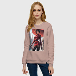 Свитшот хлопковый женский Ада Вонг из Resident Evil под зонтом, цвет: пыльно-розовый — фото 2