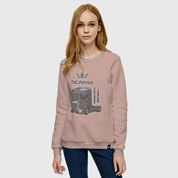 Свитшот хлопковый женский Скания truck driver, цвет: пыльно-розовый — фото 2
