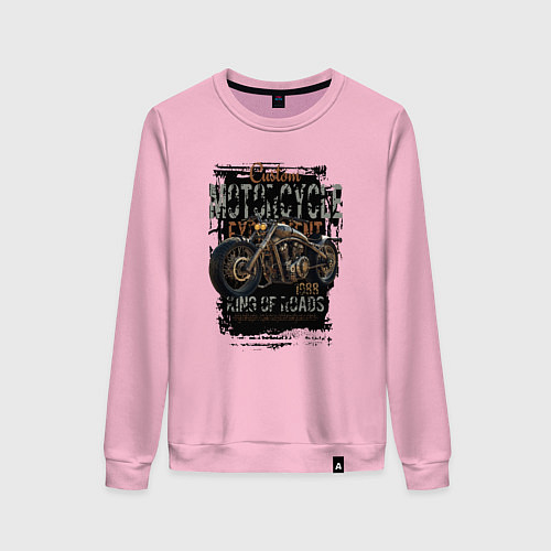Женский свитшот Мотоцикл кастом 1988 / Светло-розовый – фото 1