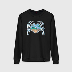 Свитшот хлопковый женский Сердце пляжа, цвет: черный