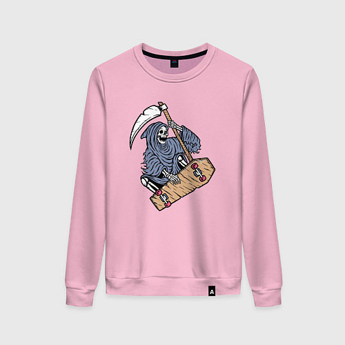 Женский свитшот Смерть на скейте / Светло-розовый – фото 1