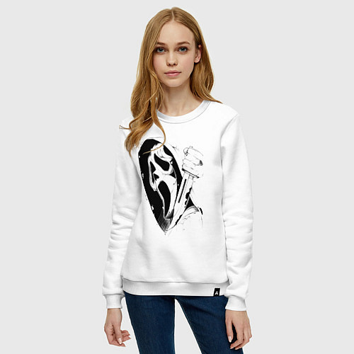 Женский свитшот Крик - Гоуст фейс / Белый – фото 3