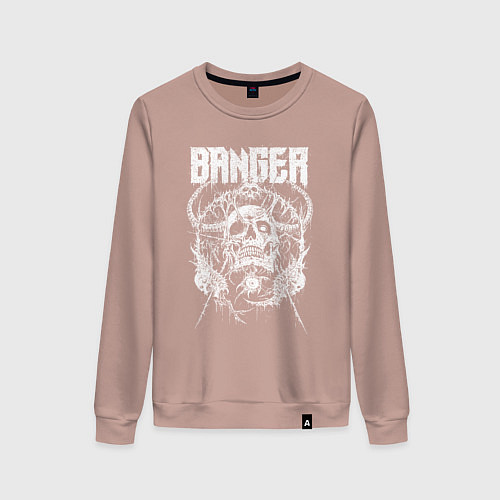Женский свитшот Banger - horned skull / Пыльно-розовый – фото 1