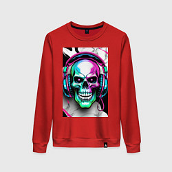 Женский свитшот Череп в наушниках