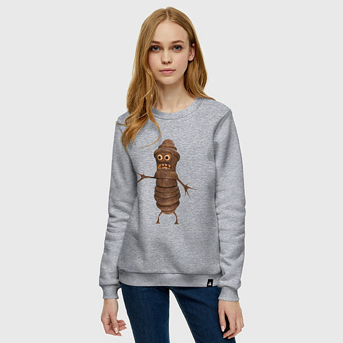 Женский свитшот Сartoon worm character brown / Меланж – фото 3