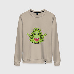 Женский свитшот Cartoon monster with spikes green
