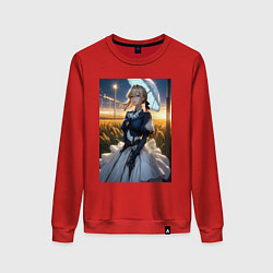 Свитшот хлопковый женский Вайолет Эвергарден на поле, цвет: красный