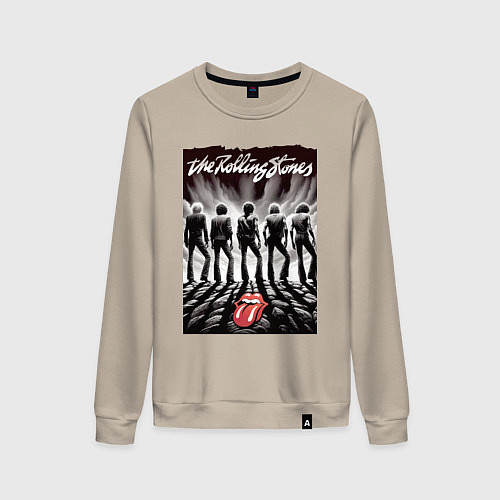 Женский свитшот Молодые Роллинги со спины - восход солнца / Миндальный – фото 1