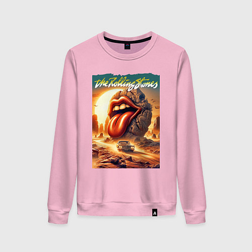 Женский свитшот Rolling Stones - stylization of the logo / Светло-розовый – фото 1