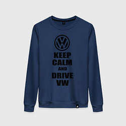 Свитшот хлопковый женский Keep Calm & Drive VW, цвет: тёмно-синий