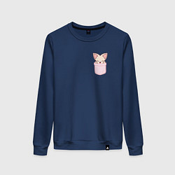 Свитшот хлопковый женский FoxINy in pocket, цвет: тёмно-синий