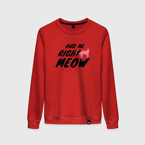 Женский свитшот Hug me right meow / Красный – фото 1