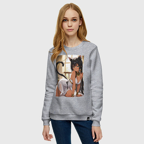 Женский свитшот Сфинкс в древнем Египте / Меланж – фото 3