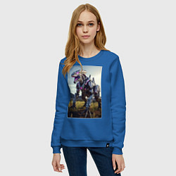 Свитшот хлопковый женский Робот в стиле Horizon, цвет: синий — фото 2