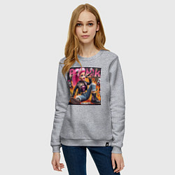 Свитшот хлопковый женский Barbie singer - punks not dead, цвет: меланж — фото 2