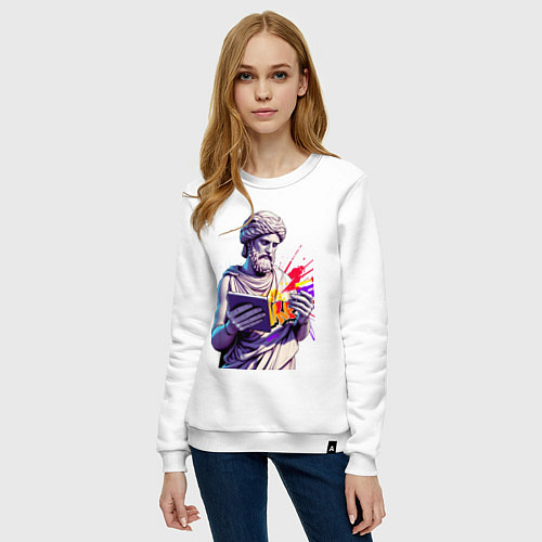 Женский свитшот Античная статуя и граффити / Белый – фото 3