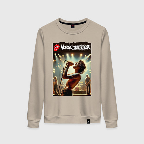 Женский свитшот Мик Джагер - Роллинг Стоунз / Миндальный – фото 1
