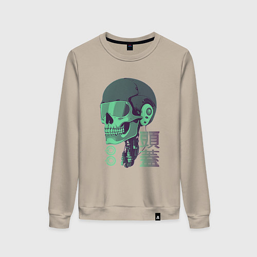 Женский свитшот Скелет киборг в стиле VHS / Миндальный – фото 1