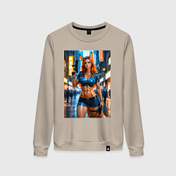 Свитшот хлопковый женский Рыжая лиса-полицейский, цвет: миндальный