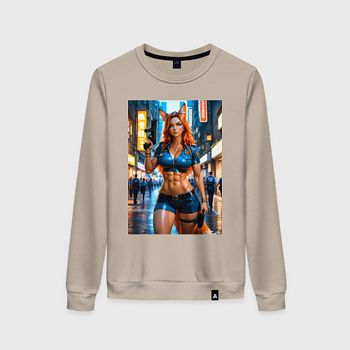 Женский свитшот Рыжая лиса-полицейский / Миндальный – фото 1