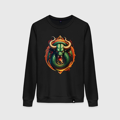 Женский свитшот Телец в тени змеи / Черный – фото 1