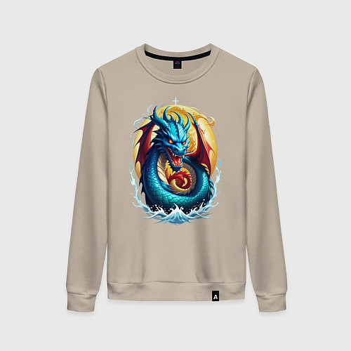 Женский свитшот Водолей в тени дракона / Миндальный – фото 1
