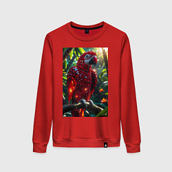 Свитшот хлопковый женский Попугай из драгоценных камней, цвет: красный