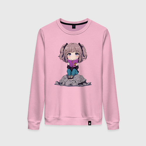 Женский свитшот Аниме тиби и книга / Светло-розовый – фото 1