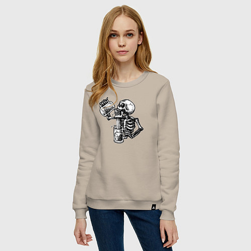 Женский свитшот Пивной скелетик / Миндальный – фото 3