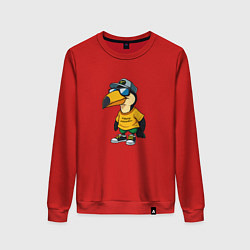 Свитшот хлопковый женский Тукан в кроссовках, цвет: красный