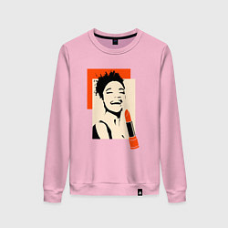 Женский свитшот Девушка с помадой в стиле поп-арт