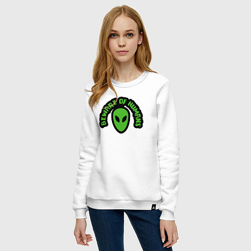 Женский свитшот Остерегайтесь людей / Белый – фото 3