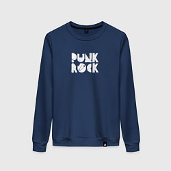 Свитшот хлопковый женский Punk rock in white, цвет: тёмно-синий