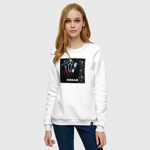 Женский свитшот Крик с телефоном / Белый – фото 3