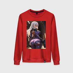 Свитшот хлопковый женский Девушка-киллер с пистолетом, цвет: красный