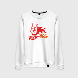 Свитшот хлопковый женский Rock and roll fire, цвет: белый