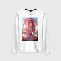 Свитшот хлопковый женский Принцесса гуляет под зонтиком, цвет: белый