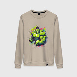 Свитшот хлопковый женский Incredible Hulk, цвет: миндальный